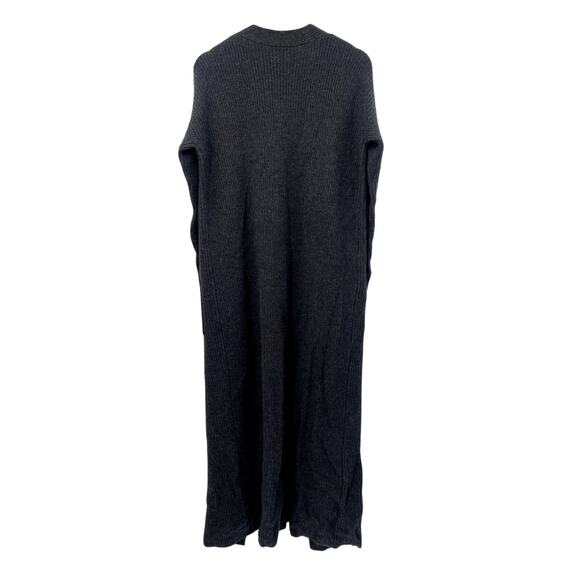 Madeline Thompson L Wool & Cashmere Dark gray Ribbed Duster Cardigan - Picture 3 of 4
